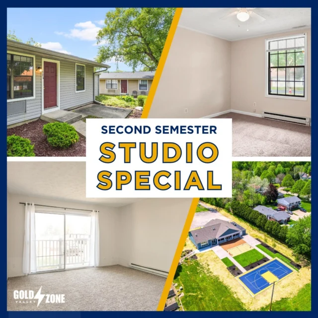 Looking for the perfect off-campus living option for the second semester? Gold Zone Rentals has you covered with a special rate on studio apartments available from Jan 1 - May 31!

🏡 Price: $725/month (Total: $3,625)
💡 Utilities/Resident Benefit Package
🚿Water/Sewer/Cable/RBP: $100 Common Fee
⚡Electric: In your name
📝 Application Fee: $60

Secure your studio today and enjoy comfortable, convenient living in Kent! 📚✨ Call 330-531-8982  or email: info@goldzonerentals.com.

#GoldZoneRentals #StudentHousing #KentState #OffCampusLiving