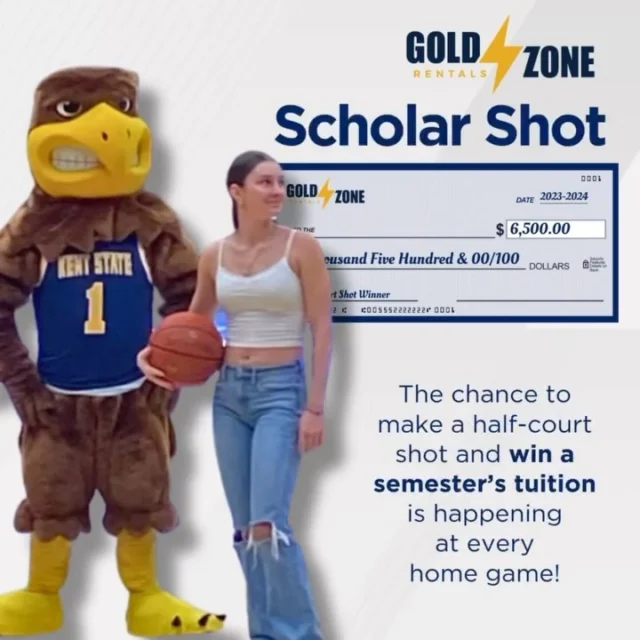 Get ready, Flashes! 🏀✨ KSU Men’s Basketball kicks off their first home game on Friday, Nov. 8 at 7:00 p.m., and you know what that means... SCHOLAR SHOT IS BACK! 💸🏀 Here’s your chance to win a semester of tuition! Simply stop by the Gold Zone table before halftime to grab your raffle ticket. All current KSU students are eligible. It’s easy to enter, thrilling to watch, and tough to win!

Good luck to all and LET’S GO, FLASHES!

#GoldZoneRentals #KentState #ScholarShot #StudentRentals