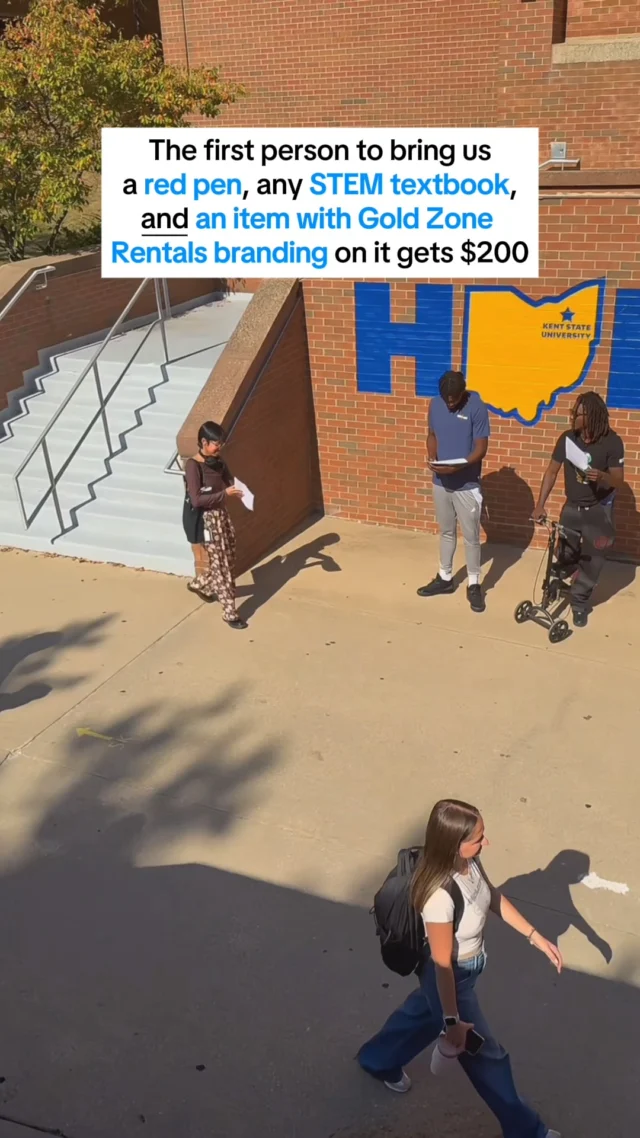 This one was a little tricky! 👀
We took a $200 scavenger challenge to campus to see who was up for the run.
Did any Kent State students win big? 🤔

#KentState #KSU #ScavengerHunt #GoldZoneRentals #CampusChallenge