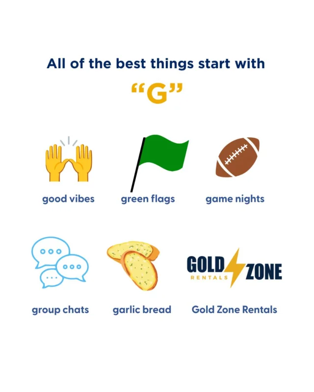 The alphabet really said 'G' for a reason. 

#GoldZoneRentals #KentState #StudentHousing #CollegeLife